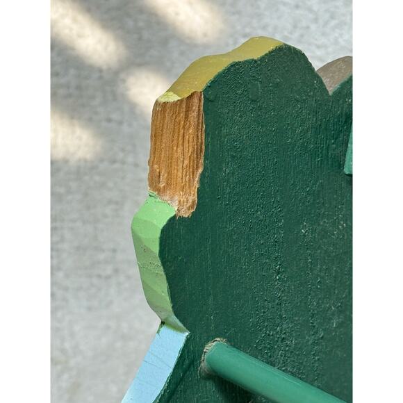 Vintage Hand Carved Wooden Basket Hummingbirds Flowers - Picture 5 of 6